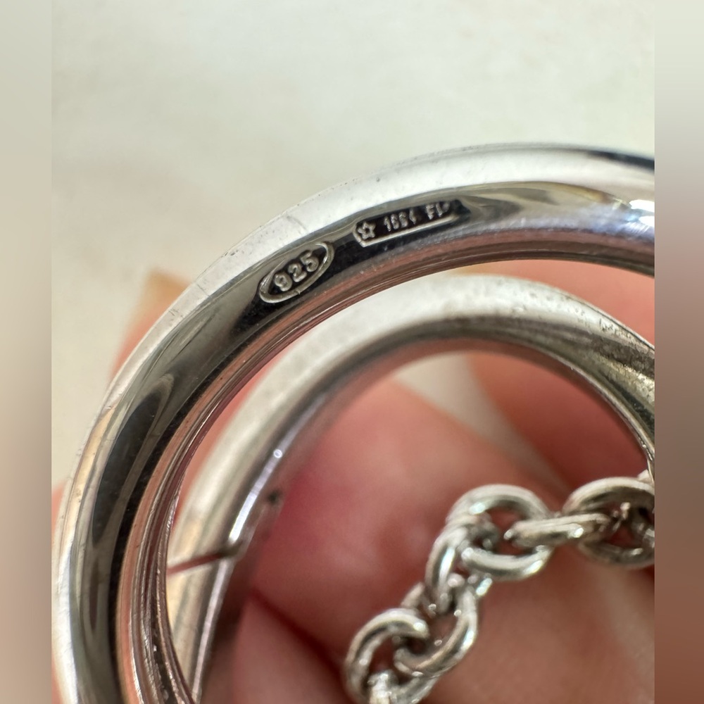 FENDI Vintage Necklace Selleria Oval Plate Charm 925 Silver - Picture 3 of 13